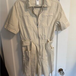 Gap Beige Short Sleeve Utility Romper